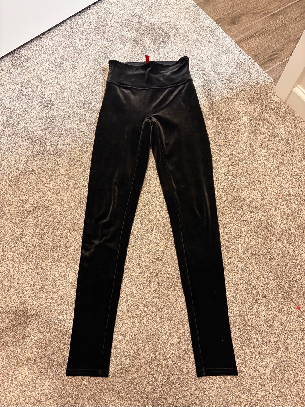 SPANX Black Velvet High-Waist Leggings